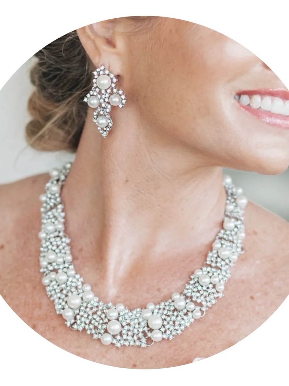 Simulated Pearl and Crystal Jewelry Set